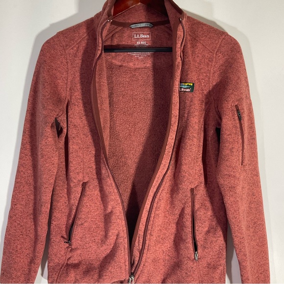 LL Bean Sweater Fleece Full-Zip Long Sleeve Front Pockets Chest Logo Jacket XS - Picture 7 of 15